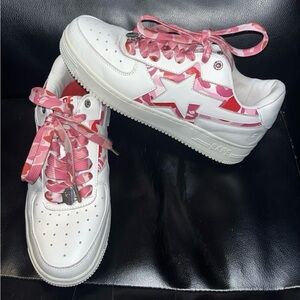 A BATHING APE Bape sneakers Sta Icon ABC Camo Shoes Womens Size 8 Pink